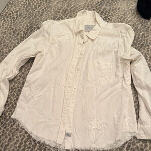 Rails White Button-Up Shirt with Star Details